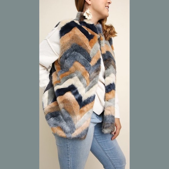 Wife Of Eric Jackets & Blazers - ❄️ Chevron Striped Faux Fur Vest ‼️SALE‼️